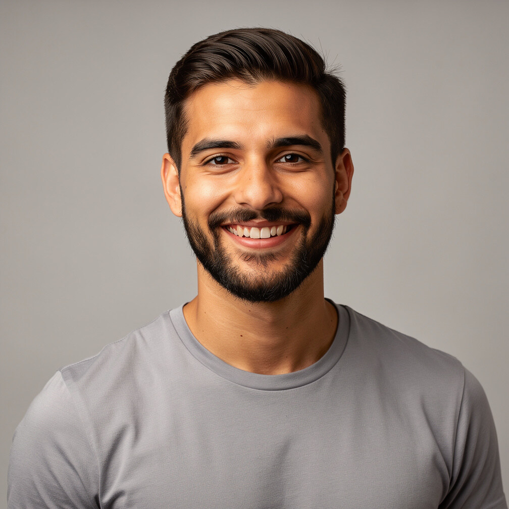 Portrait of a smiling young man with a beard